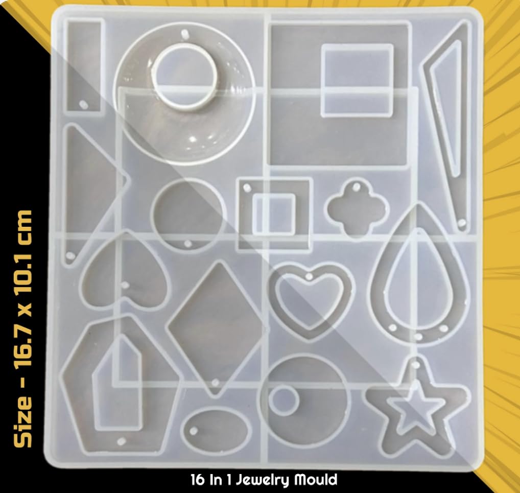 16 in 1 Resin Jewelry Silicone Mold Set - DIY Earring, Pendant & Craft Molds - High Quality Jewelry Making Kit for Resin Art, Perfect for Handmade Gifts & Home Decor Projects