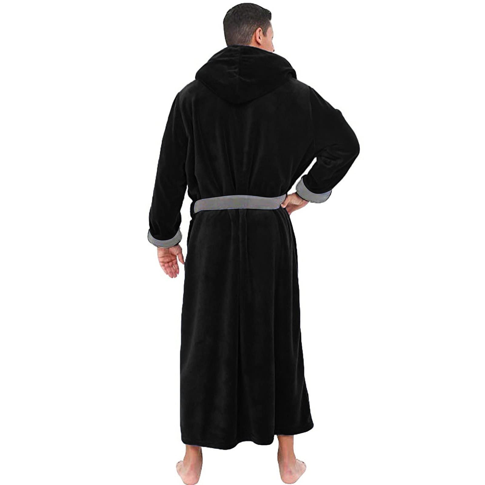 Men's Winter Plush Shawl Collar Bathrobe - Soft Long Sleeve Fleece Robe Coat for Home, Spa & Lounge Wear - Warm Comfortable Housecoat for Relaxation