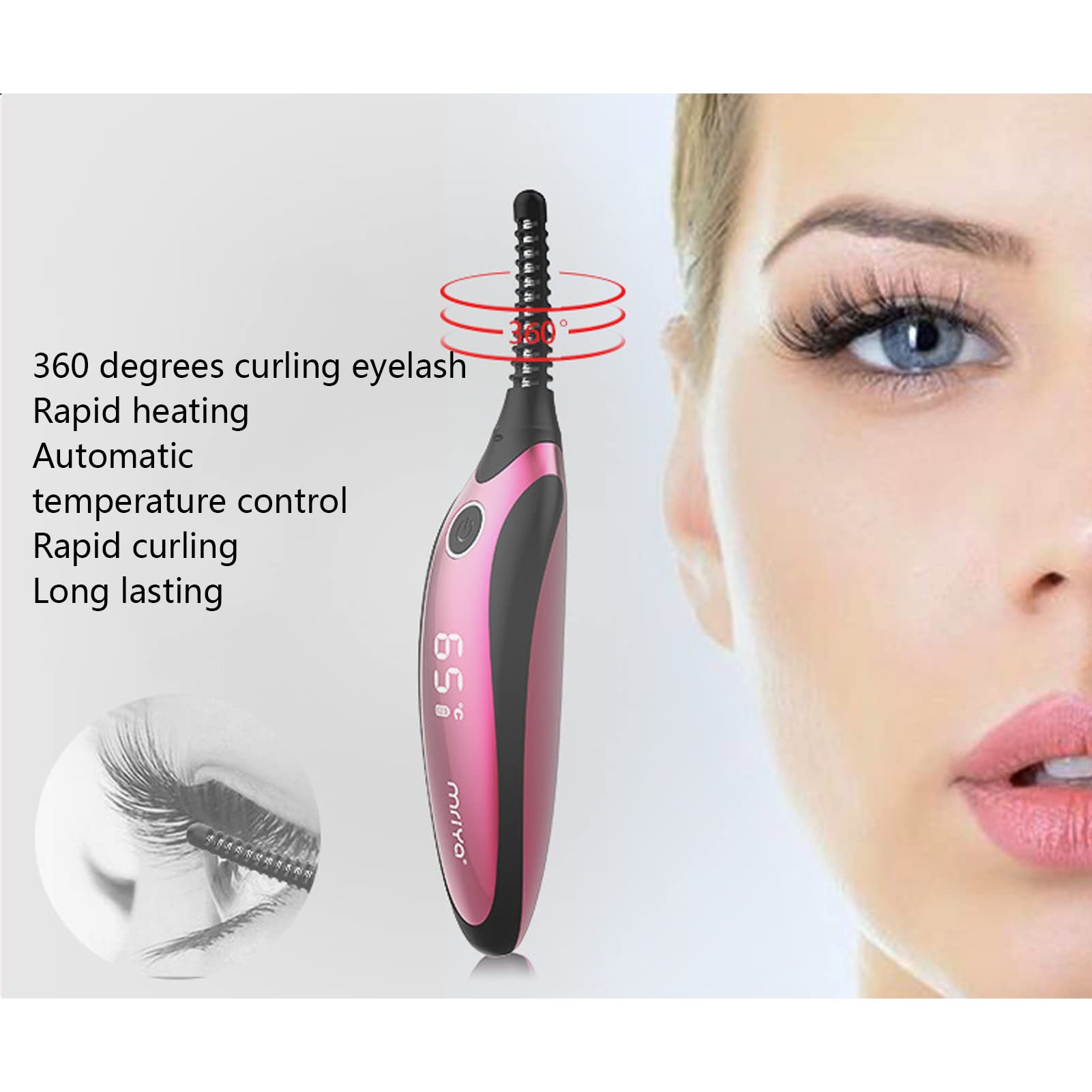 EXCLUZO Heated Eyelash Curler - Electric Lash Curler with Temperature Control, Safe & Long-Lasting for Beautiful Curled Lashes | Perfect for Home Use, Travel & Professional Makeup