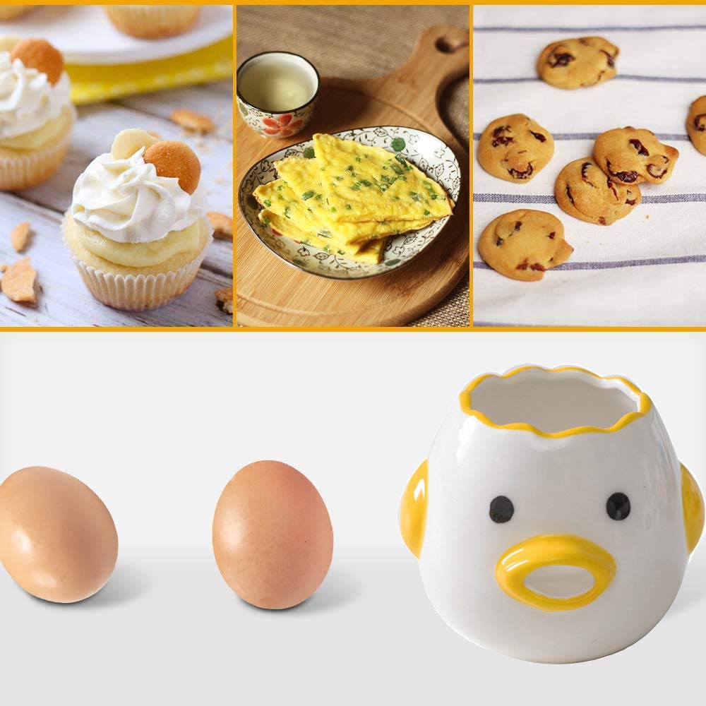 Premium Egg Yolk Separator - Cute Ceramic Chicken Design for Easy Egg White Separation | Automatic Baking Tool for Cakes, Cookies & Desserts | Upgrade Blue Chick Style | Perfect for Home Bakers & Cooking Enthusiasts