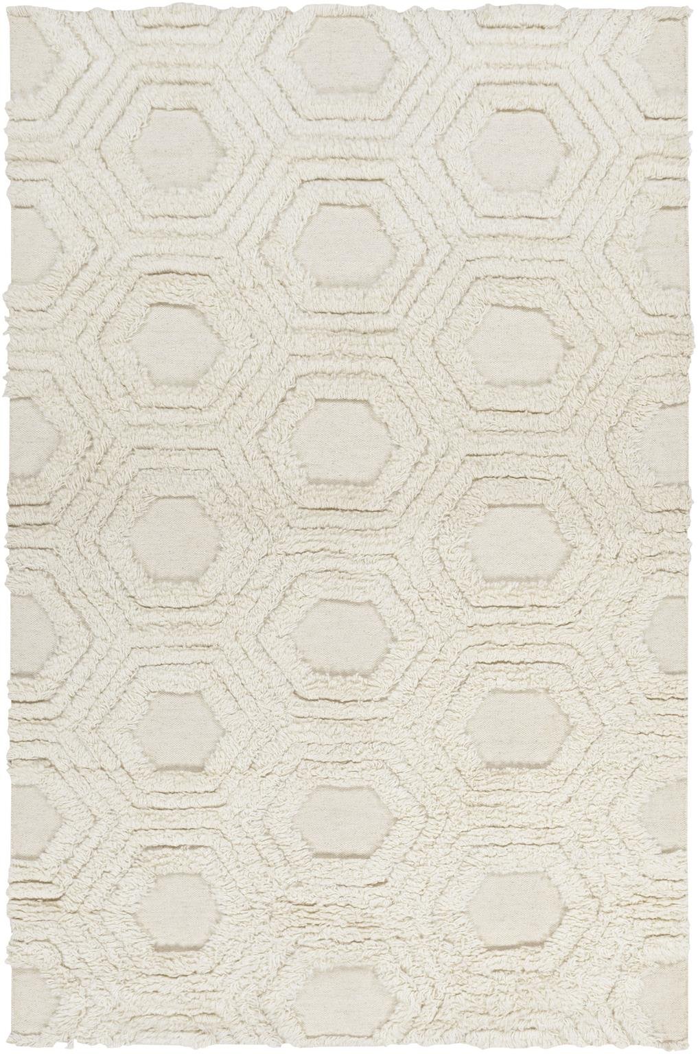 Hand Woven Casual Area Rug 5x8 Feet - Ivory Bohemian Style Soft Living Room Rug for Bedroom, Dorm & Home Decor | Non-Slip Cozy Floor Mat for Family Room, Office & Apartment