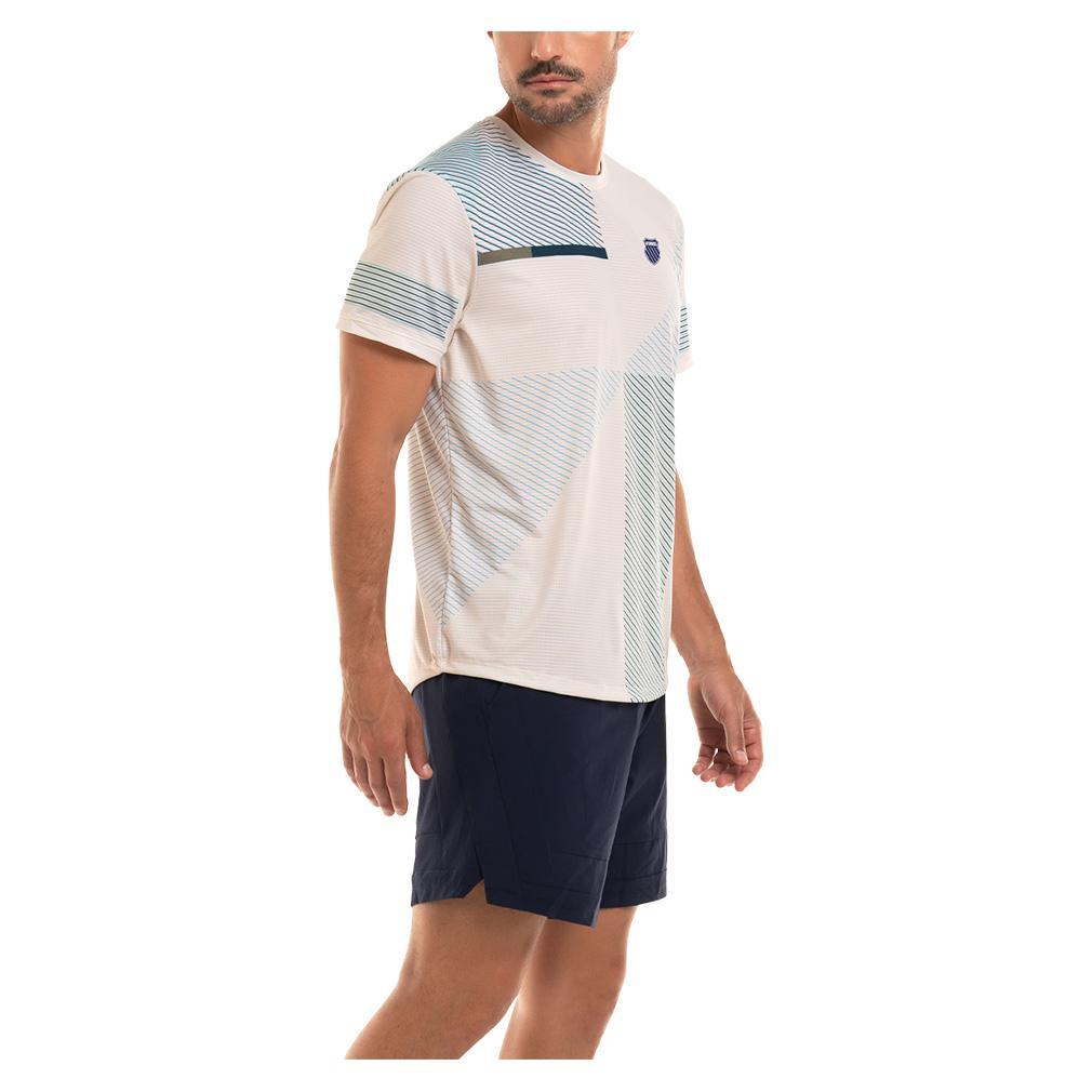 Men's Blue Heat Short Sleeve Tennis Shirt with Star White Design - Breathable Performance Top for Tennis, Golf & Casual Wear