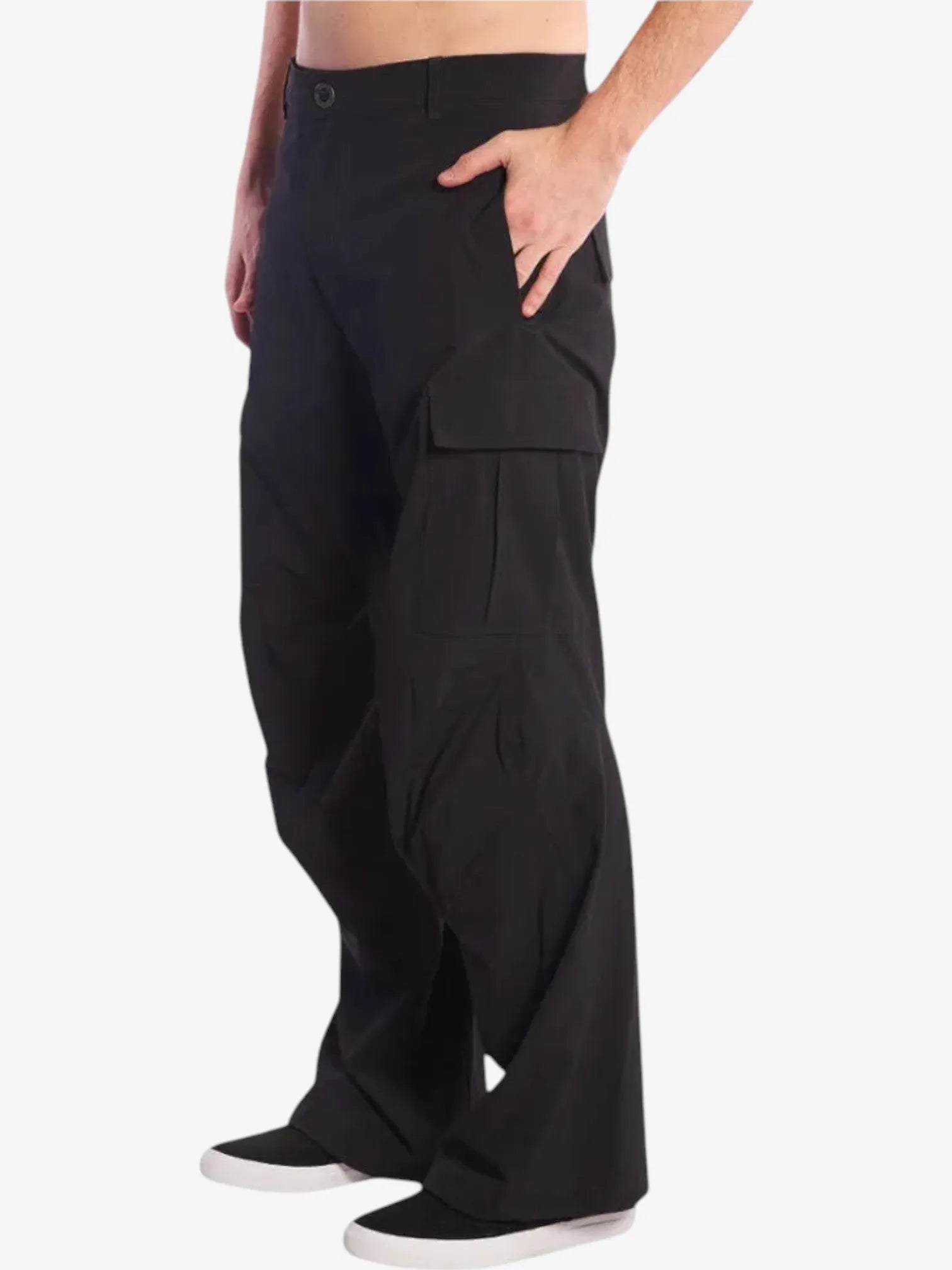 Volcom Baggy Cargo Pants for Men - Black Loose Fit Streetwear Trousers for Skateboarding & Urban Fashion