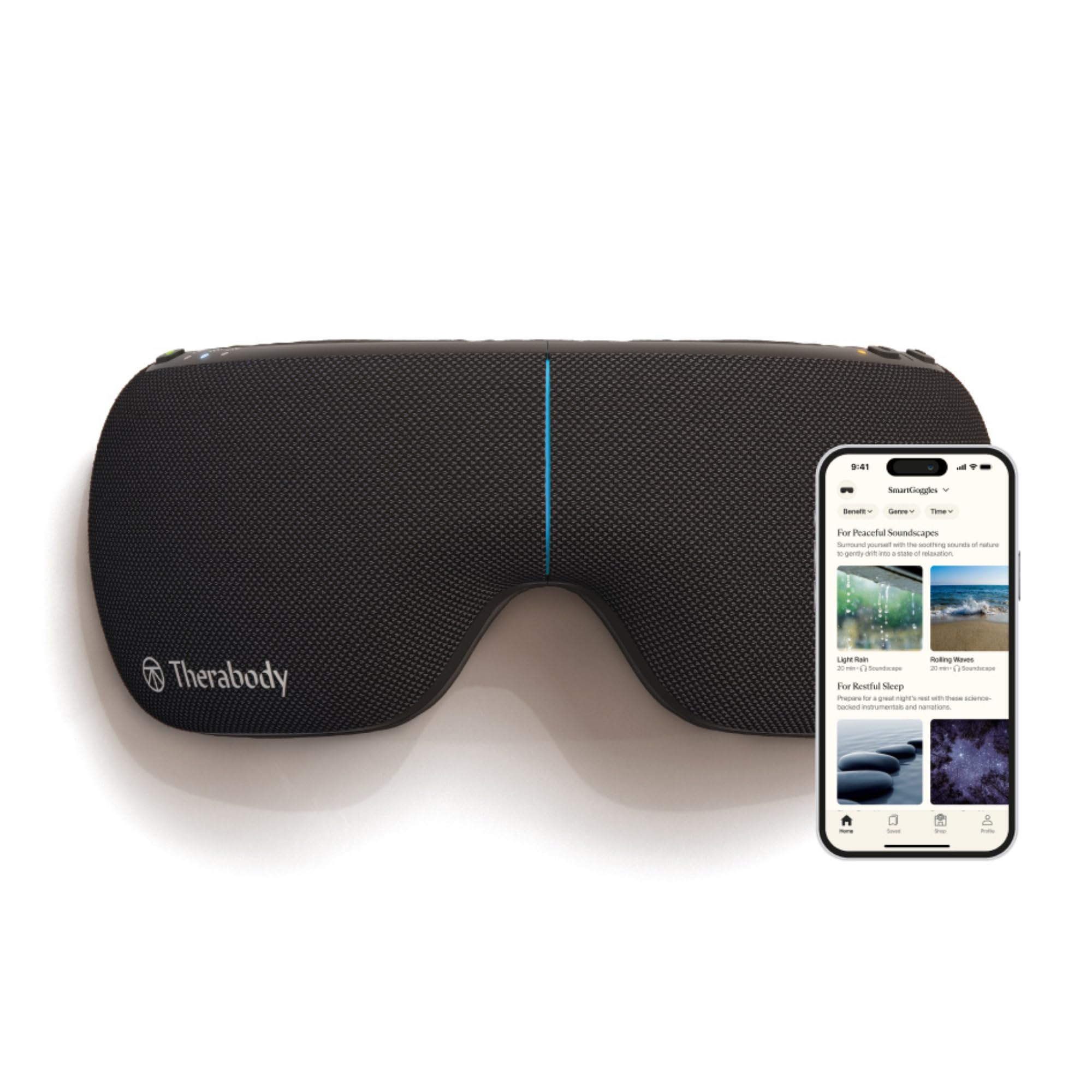 Therabody TheraGun SmartGoggles 2nd Gen - Heated Eye Massager & Blackout Sleep Mask with Temple Massage for Stress Relief, Headache Relief & Better Sleep | Perfect for Travel, Meditation & Nighttime Relaxation