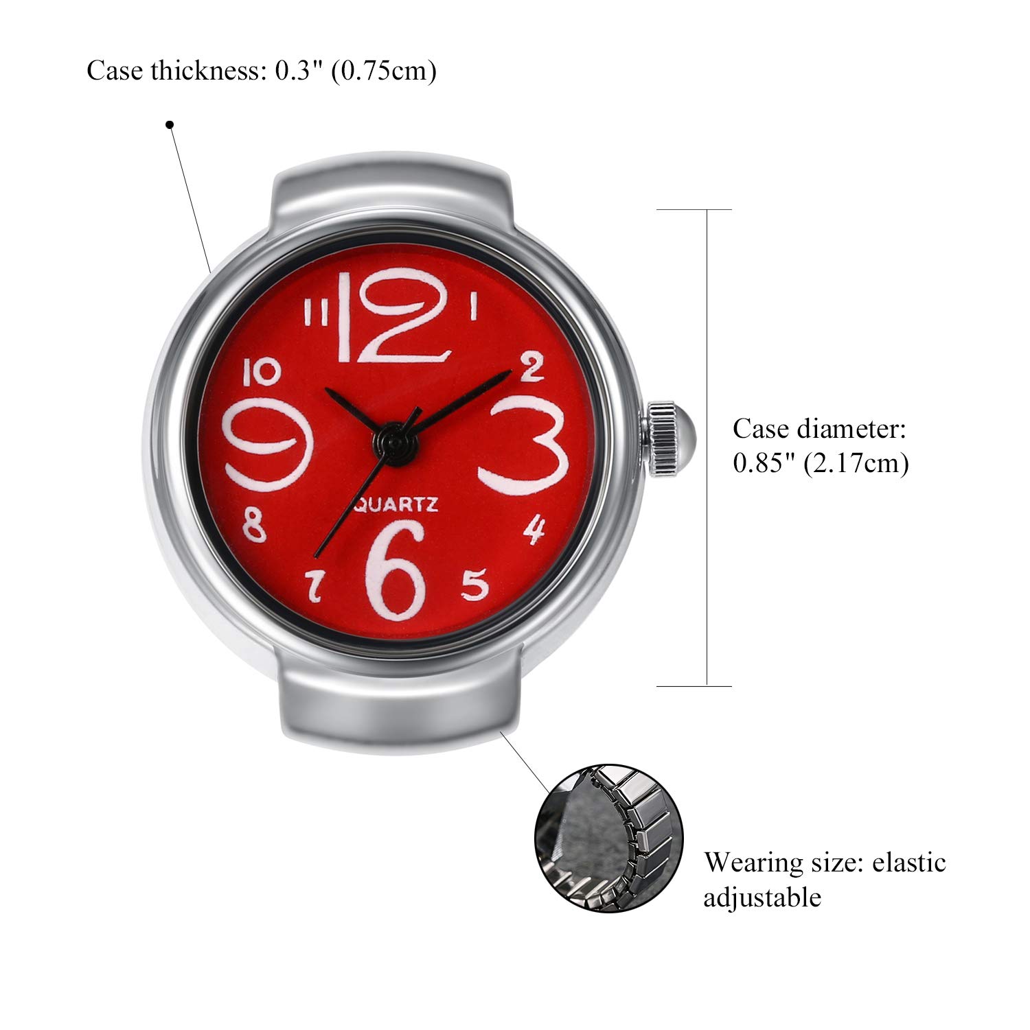 Lancardo Ring Watch for Women & Men - Analog Quartz Watch with Arabic Numerals, Elastic Band, Creative Finger Watch (8 Pack) - Perfect for Fashion Accessories, Gifts, and Unique Timekeeping