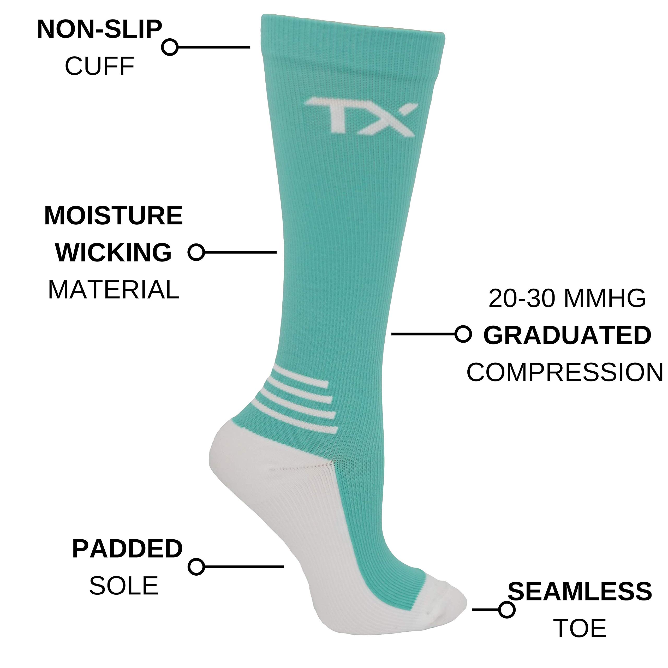 TX Compression Socks 20-30 mmHg Graduated Support Socks for Men & Women - Moisture Wicking Breathable Material for Running, Travel & Recovery - Best for Nurses, Athletes & Pregnancy