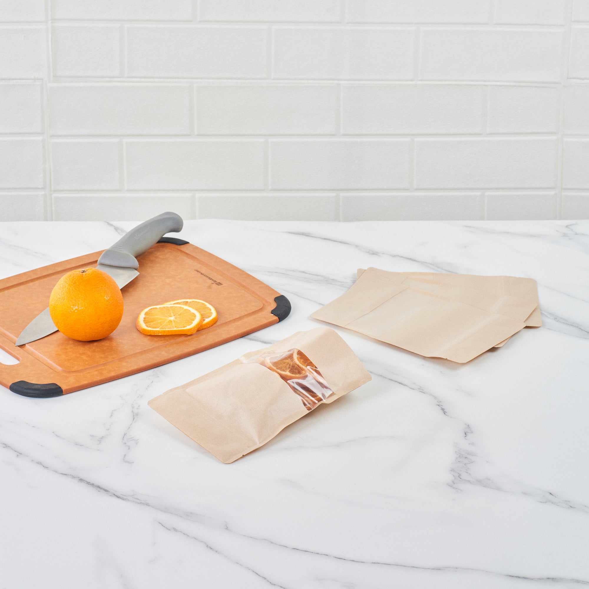 Kraft Plastic Medium Window Bags 8x5x1.75 Inches - Heat Sealable Food Storage Bags (100 Count) - Perfect for Bakery, Candy, Cookies & Small Business Packaging