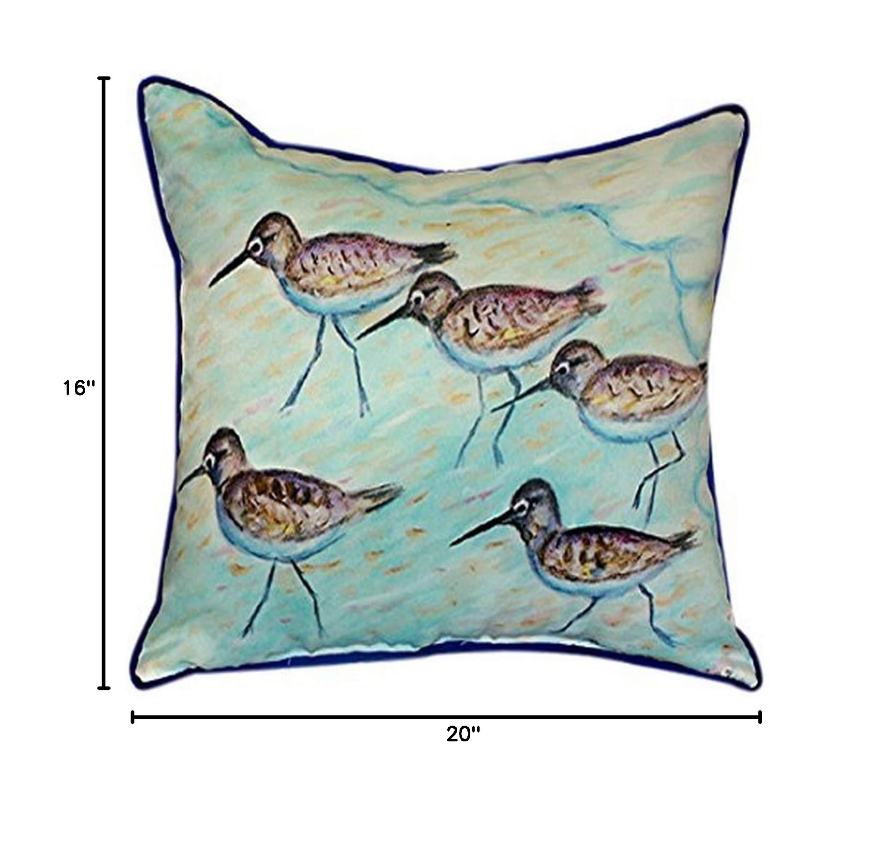 Betsy Drake Sandpipers Decorative Throw Pillow 16x20 Inches - Perfect for Sofa, Bed & Home Decor