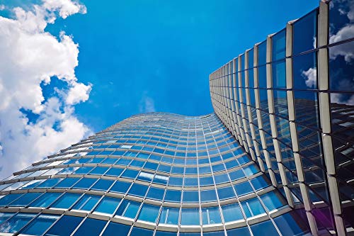 20x30 Inch Modern Glass Skyscraper Architecture Laminated Poster - Vibrant Colors & High-Quality Print - Perfect for Home, Office & Dorm Decor - Fits Standard Frames