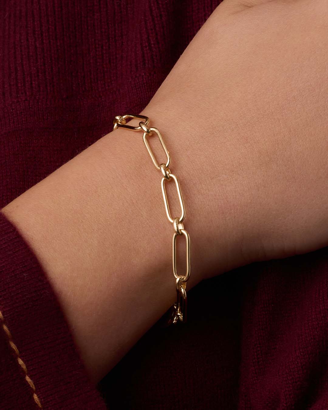 Zoey Statement Link Bracelet for Women - Elegant Gold-Tone Chain Bracelet with Adjustable Clasp - Perfect for Parties, Weddings & Everyday Wear