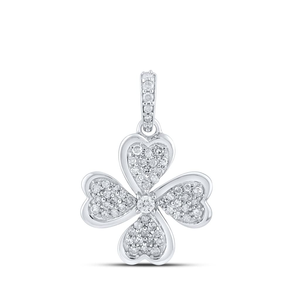 10K White Gold Women's Round Diamond Pinwheel Heart Pendant Necklace - 1/4 Cttw Diamond Jewelry for Anniversary, Valentine's Day & Special Occasion Gifts