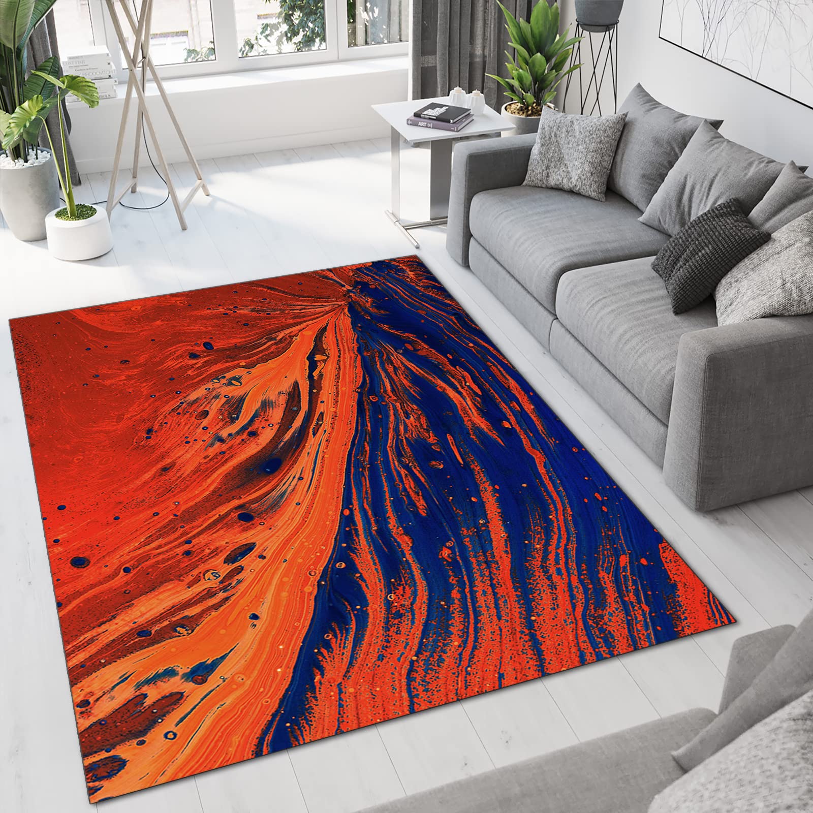 Red Mountains Abstract Area Rug - Modern Soft Fluffy Machine Washable Non-Slip Rug for Living Room, Bedroom & Dining Room | 4x5ft Home Decor | Perfect for Cozy Spaces & Contemporary Interiors