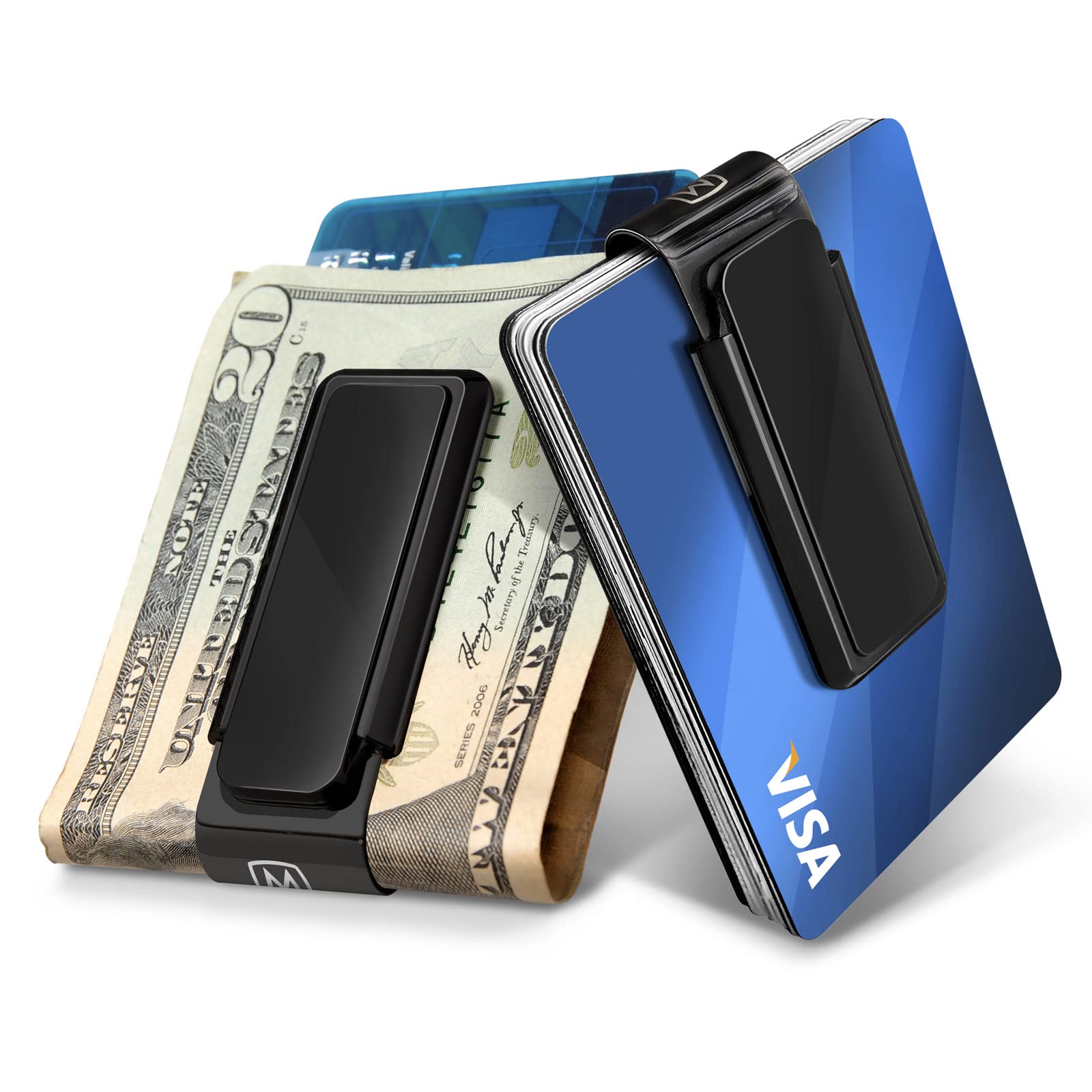 Premium Aluminum Blackout Money Clip for Men - Slim RFID Blocking Cash & Credit Card Holder - Minimalist Wallet Alternative for Everyday Carry, Travel, and Business