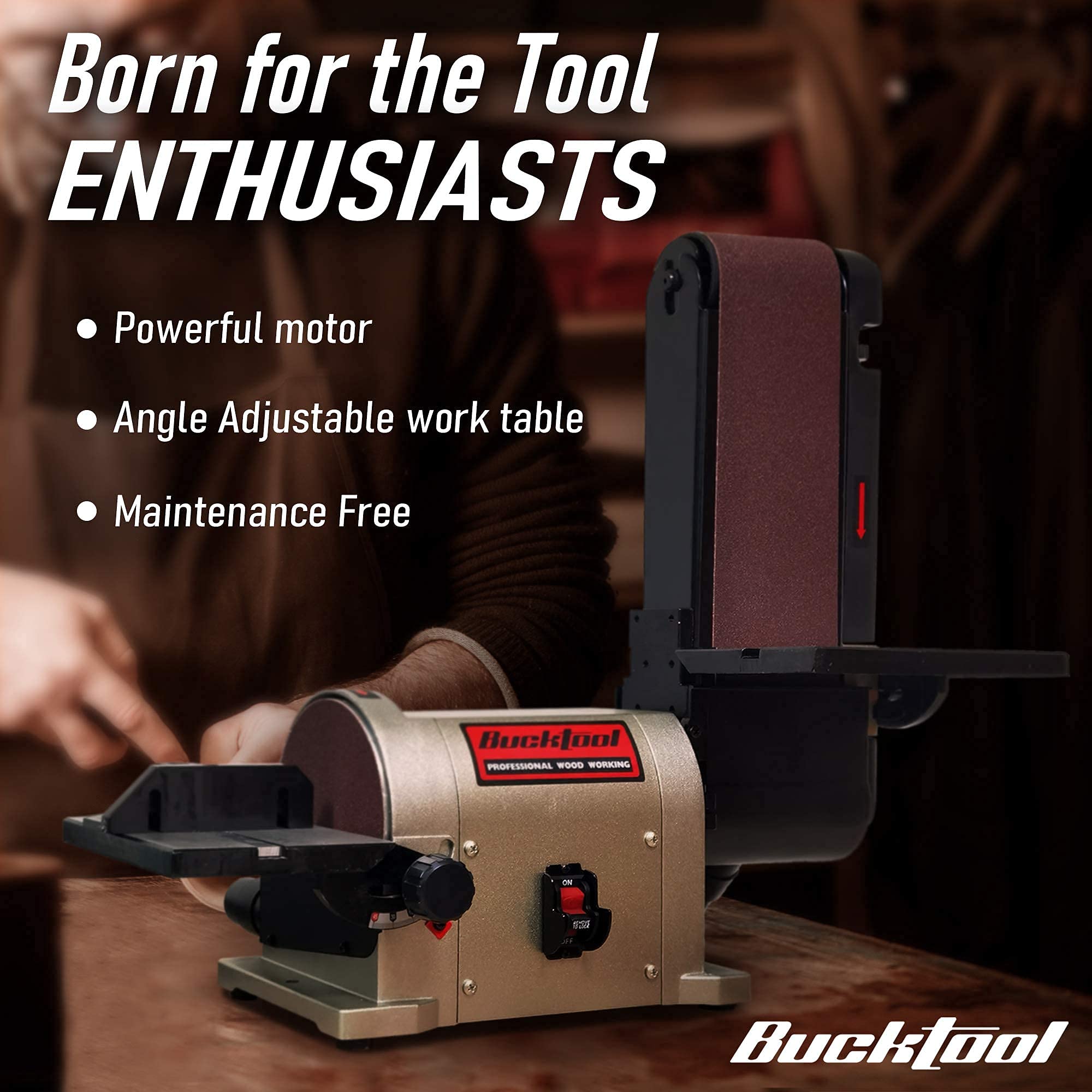 BUCKTOOL 5.0A 4x36 Inch Belt & 6 Inch Disc Sander with 3/4HP Motor - Portable Aluminum Base BD4603 Upgraded Model for Woodworking, Metal Polishing & DIY Projects