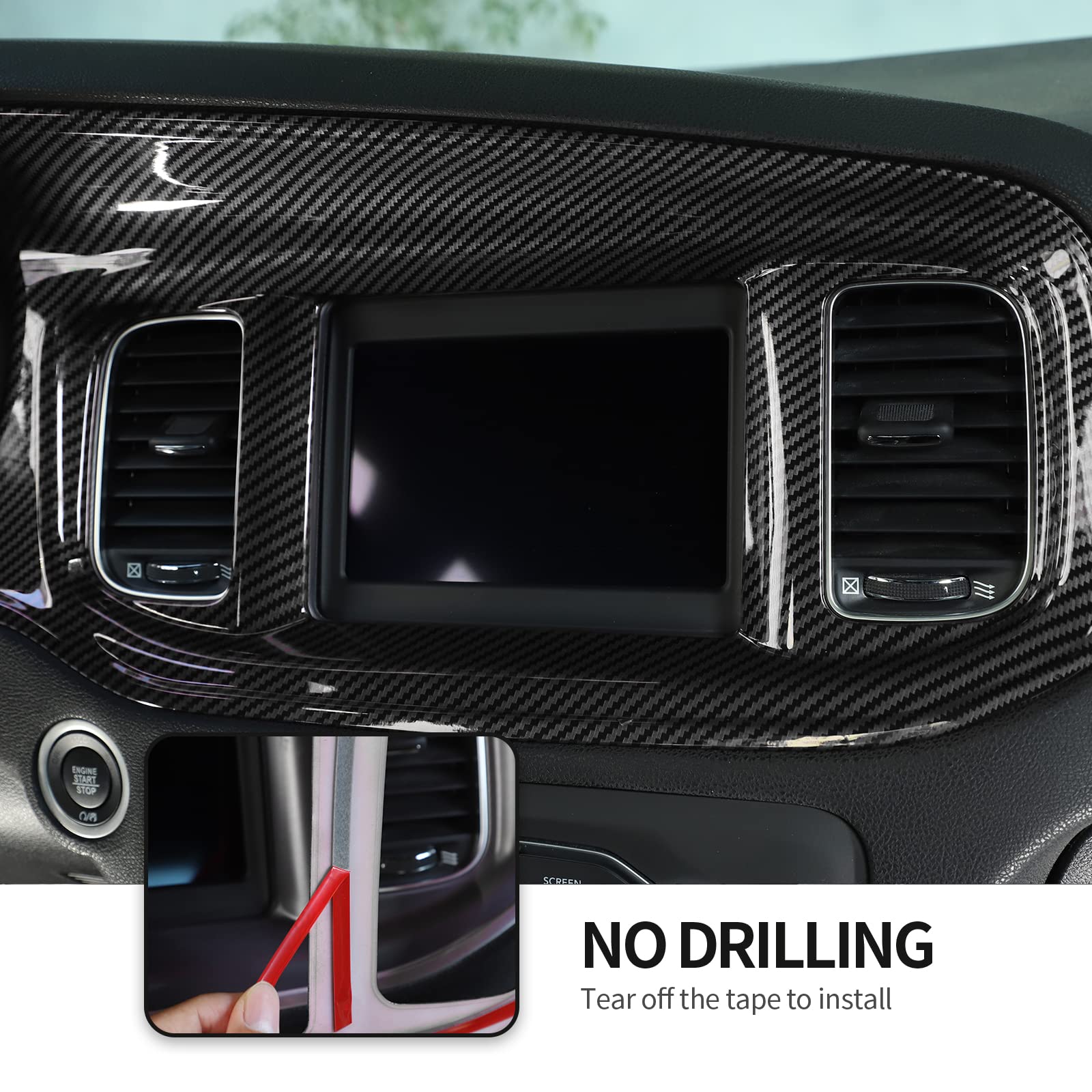 Carbon Fiber Center Console Dashboard Trim Cover for 2015-2020 Dodge Charger - Interior Accessories Upgrade for Enhanced Style & Protection | Perfect for Car Enthusiasts & Customization Lovers