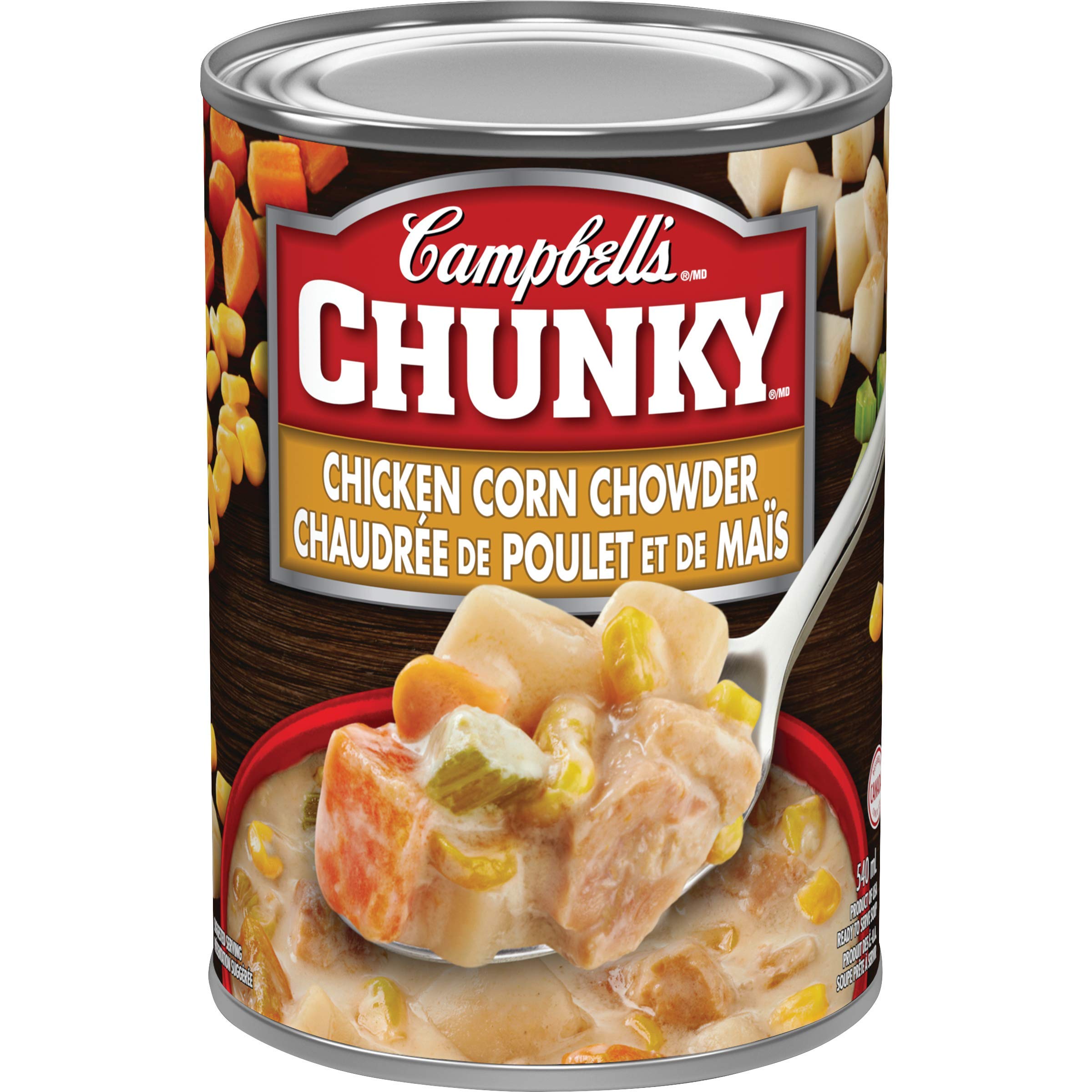 Campbell's Chunky Chicken Corn Chowder Soup - 18.3oz (540ml) Canned Soup | Hearty & Creamy Comfort Food | Imported from Canada | Perfect for Quick Lunches, Camping Meals & Emergency Food Storage