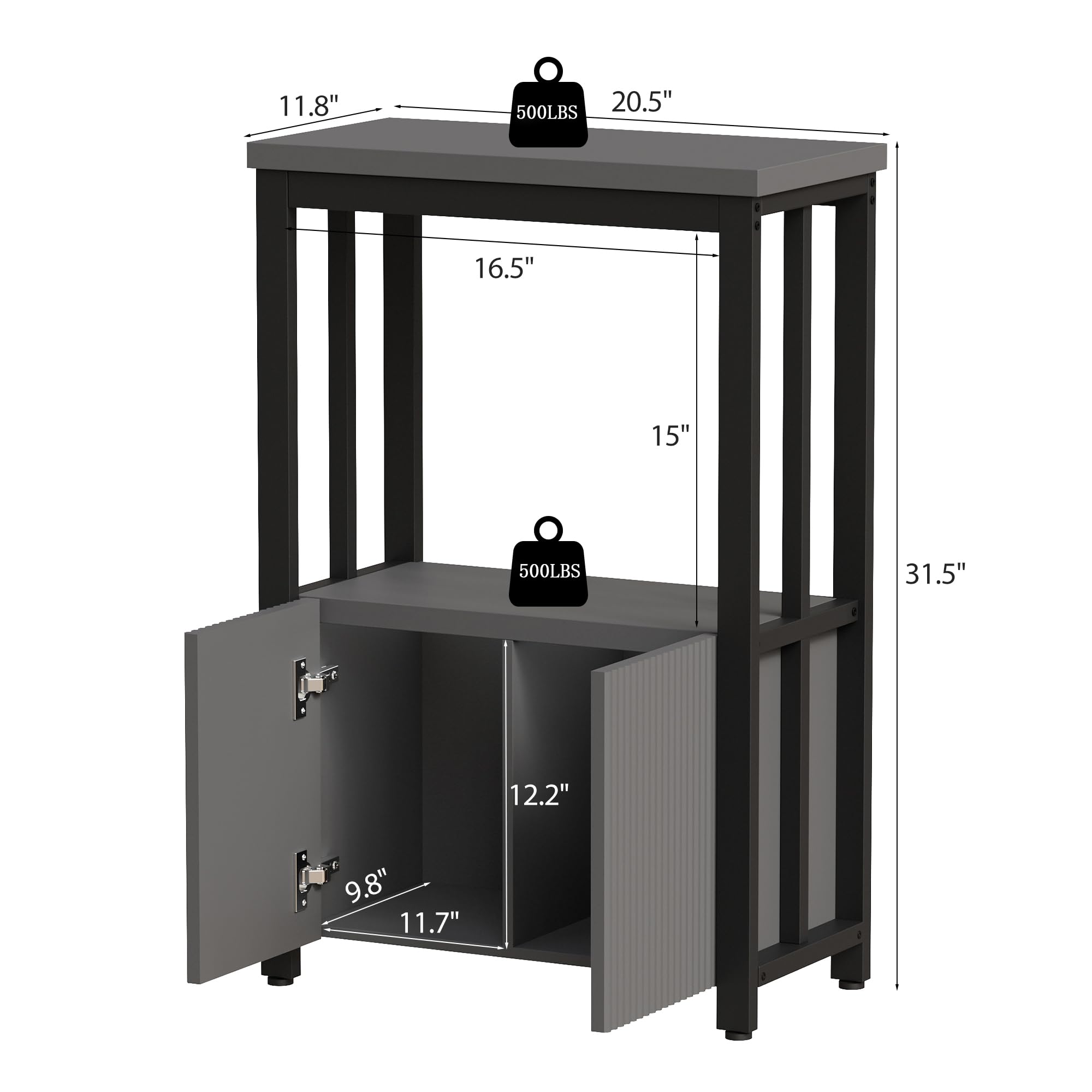 BEWISHOME 5-10 Gallon Fish Tank Stand - Heavy Duty Aquarium Stand with Thickened Metal Frame & Storage Cabinet - 20.5