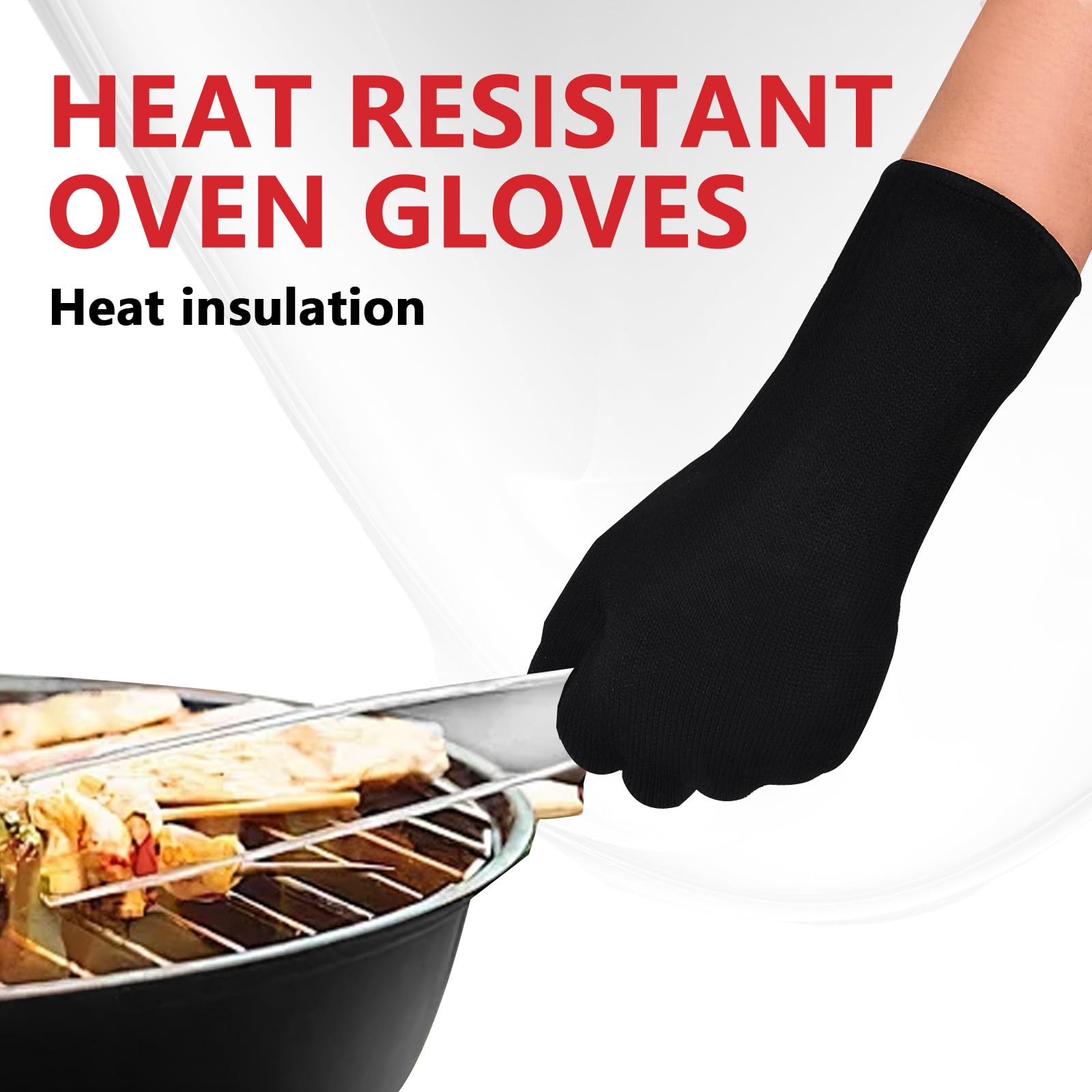 Heat-Resistant BBQ Gloves - Aramid Fiber Grill Mitts for Cooking, Smoking & Grilling Up to 662°F | Cut & Wear Resistant | Thermal Insulation | Beige | Perfect for Backyard BBQs, Camping & Outdoor Cooking