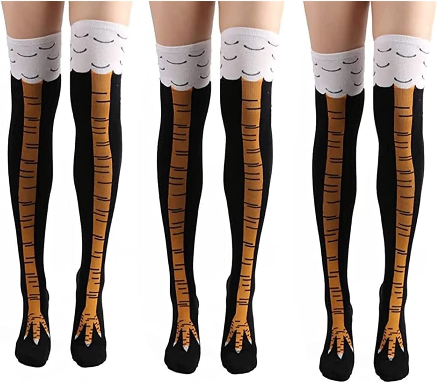 Funny Chicken Leg Socks - Novelty Animal Paw Stockings for Adults & Kids - Perfect White Elephant Gag Gift, Prank Present & Stocking Stuffer - Great for Halloween Costumes, Crazy Parties & Silly Photo Props
