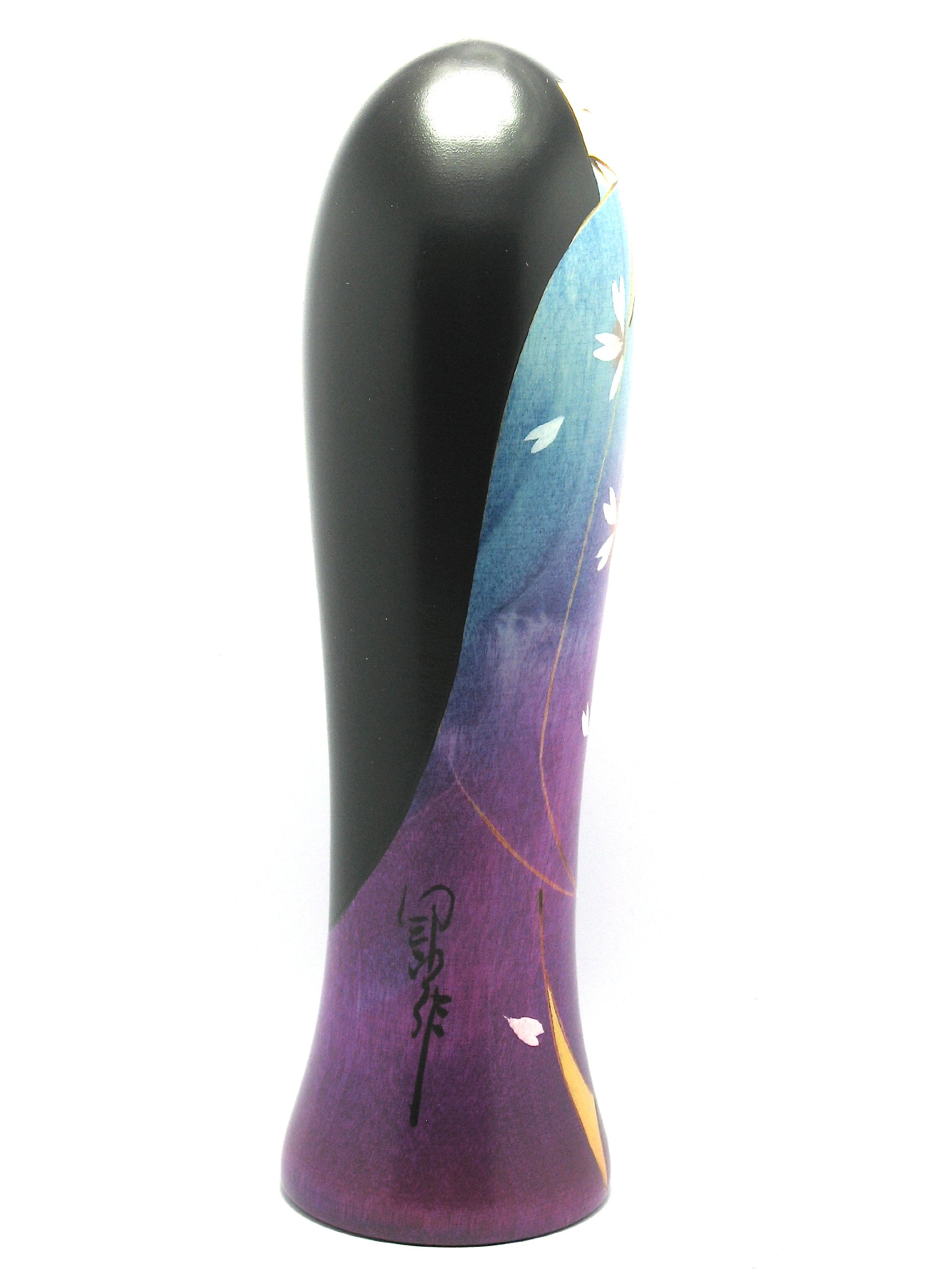 Purple Kimono Kokeshi Doll with Cherry Blossoms - Home Decor Gift
