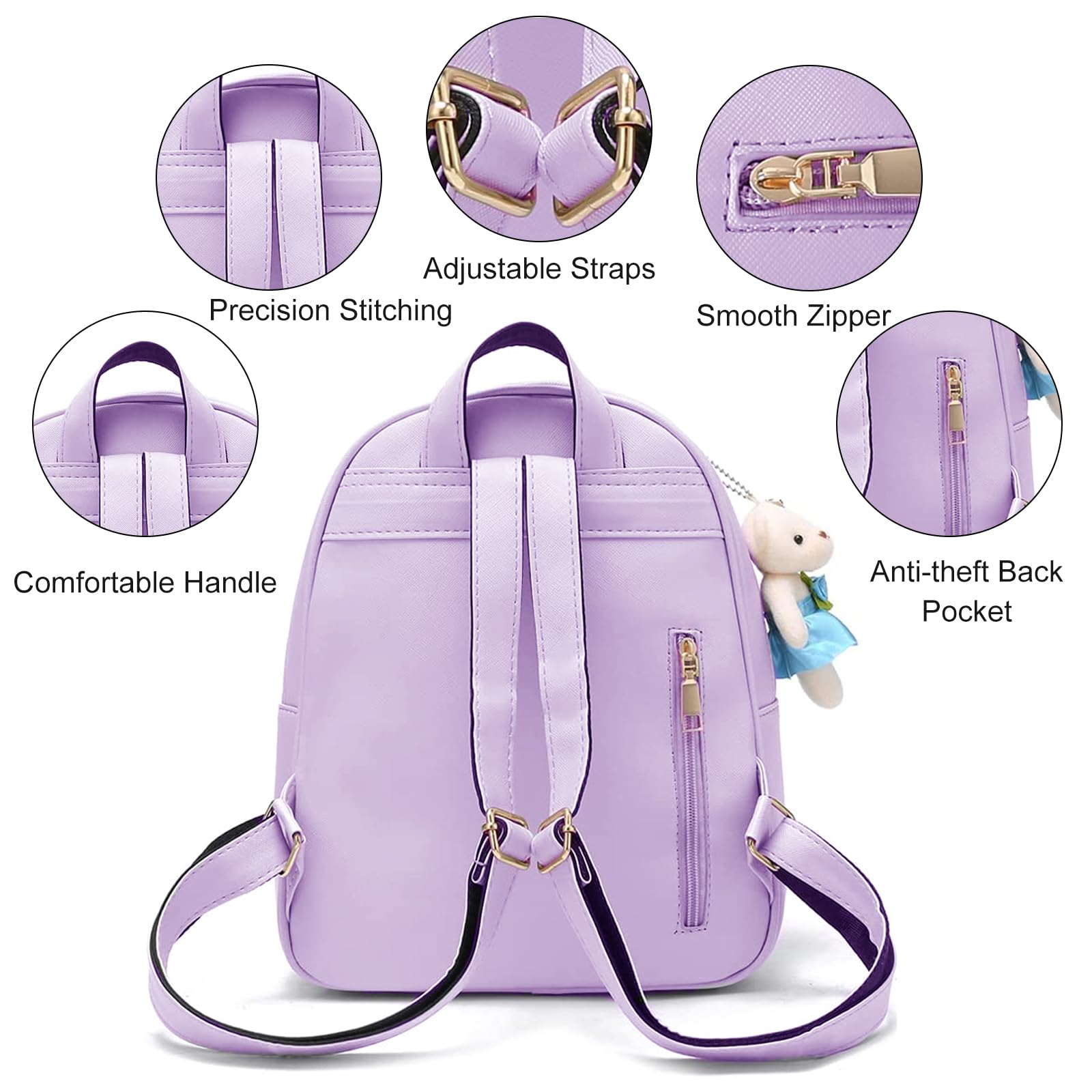 Cute Mini Backpack for Girls - PU Leather Small Backpack Purse Set for Teens & Kids | School, Travel, Shopping & Daily Use