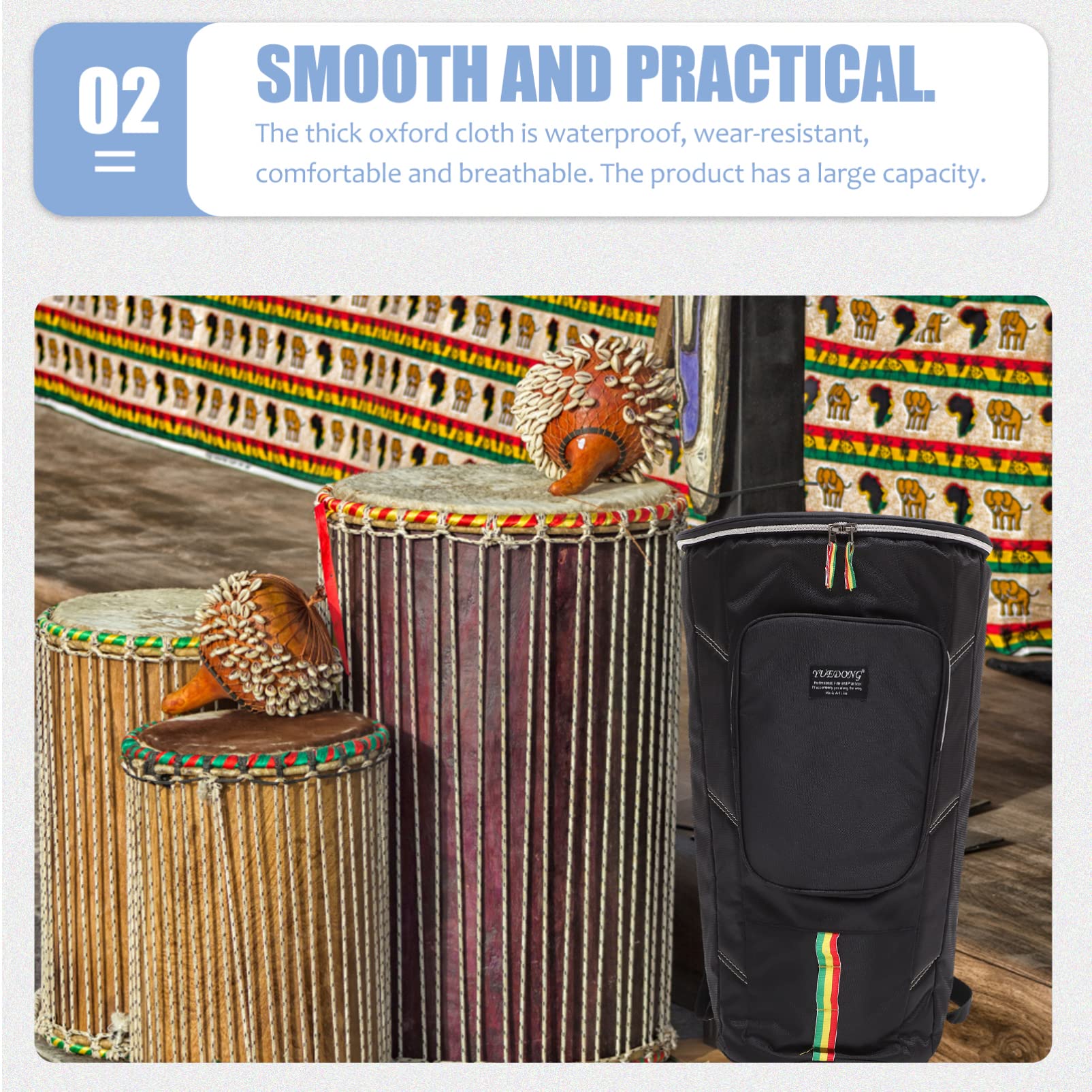 **Eringogo 12 Inch Djembe Drum Bag - Padded Backpack with Shoulder Strap, Accessory Pockets & Rainbow Zipper - Thickened Carrying Case for Professional Drummers & Performers - Perfect for Travel, Gigs & Music Lessons**