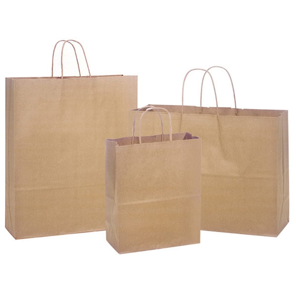 NW Natural Kraft Shopping Bags Assortment - 3 Sizes (Small/Medium/Large) - 600 Pack Bulk Eco-Friendly Paper Bags for Grocery, Retail & Gift Wrapping