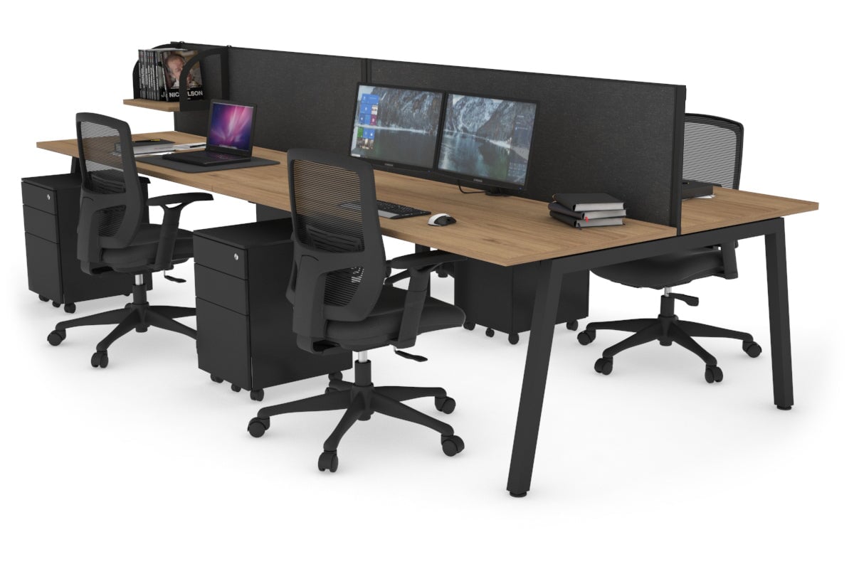 Quadro 4-Person Office Workstation Desk - 1600L x 700W Dimensions - Perfect for Team Collaboration, Open Office Spaces & Shared Workstations