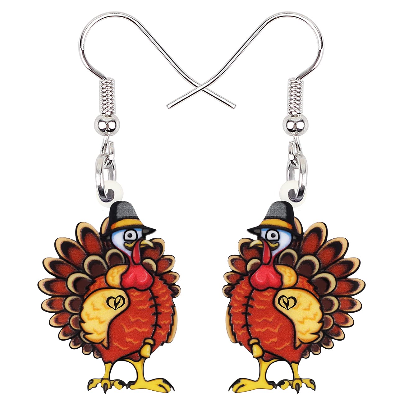 Acrylic Thanksgiving Turkey & Chicken Drop Dangle Earrings for Women - Festive Holiday Fashion Jewelry Gift for Girls | Perfect for Thanksgiving Parties, Christmas Celebrations & Seasonal Outfits