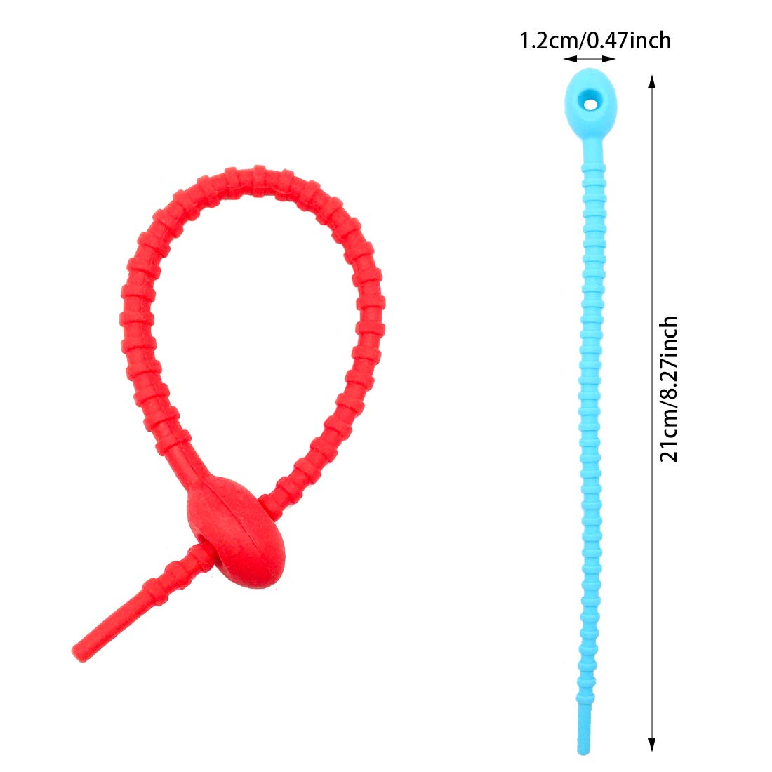 AYWFEY 21Pcs 8.27inch/21cm Colorful Silicone Twist Ties - Reusable Cable Organizers, Wire Management Straps, Bread Bag Clips & Food Savers for Kitchen, Office & Home Organization