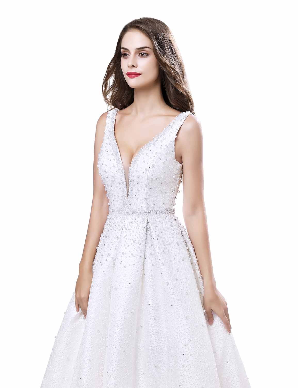 Sarahbridal Women's Elegant Long Beaded Pearls Prom Evening Dress 2022 - Perfect for Wedding, Party & Ball Gown Occasions