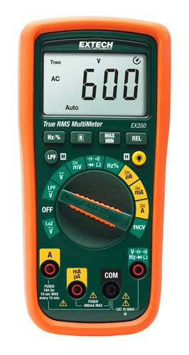 Extech EX350 True RMS Multimeter - 11 Function Digital Multimeter with NCV Detection for Home, Auto & Electrical Repair | Voltage, Current, Resistance Tester