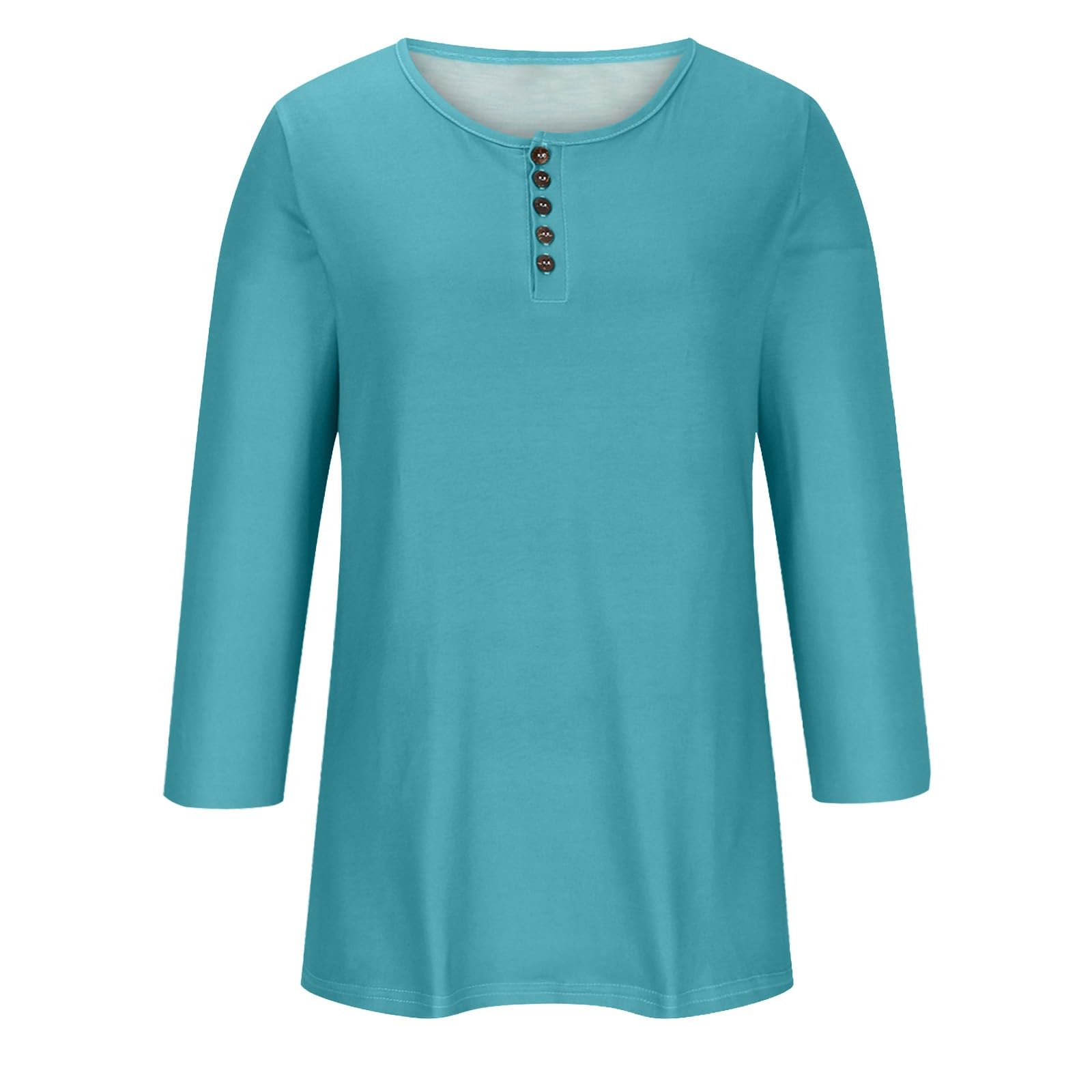 Trendy Women's 3/4 Sleeve Blouses 2024 - Solid Color Casual Summer Tops & Comfortable Tunic Tees for Work, Date Night & Everyday Wear