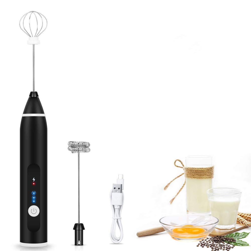 UPMSX Electric Milk Frother Handheld - 3 Speed Rechargeable Stainless Steel Whisk for Coffee, Latte, Cappuccino, Hot Chocolate & Bulletproof Coffee | Perfect for Home, Office & Cafe Use