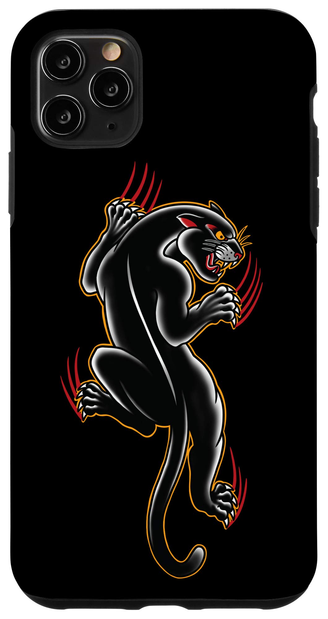 iPhone 11 Pro Max Case with Traditional Panther Tattoo Art - Vintage Old School Tattoo Design Protective Cover for Everyday Use & Style Statement