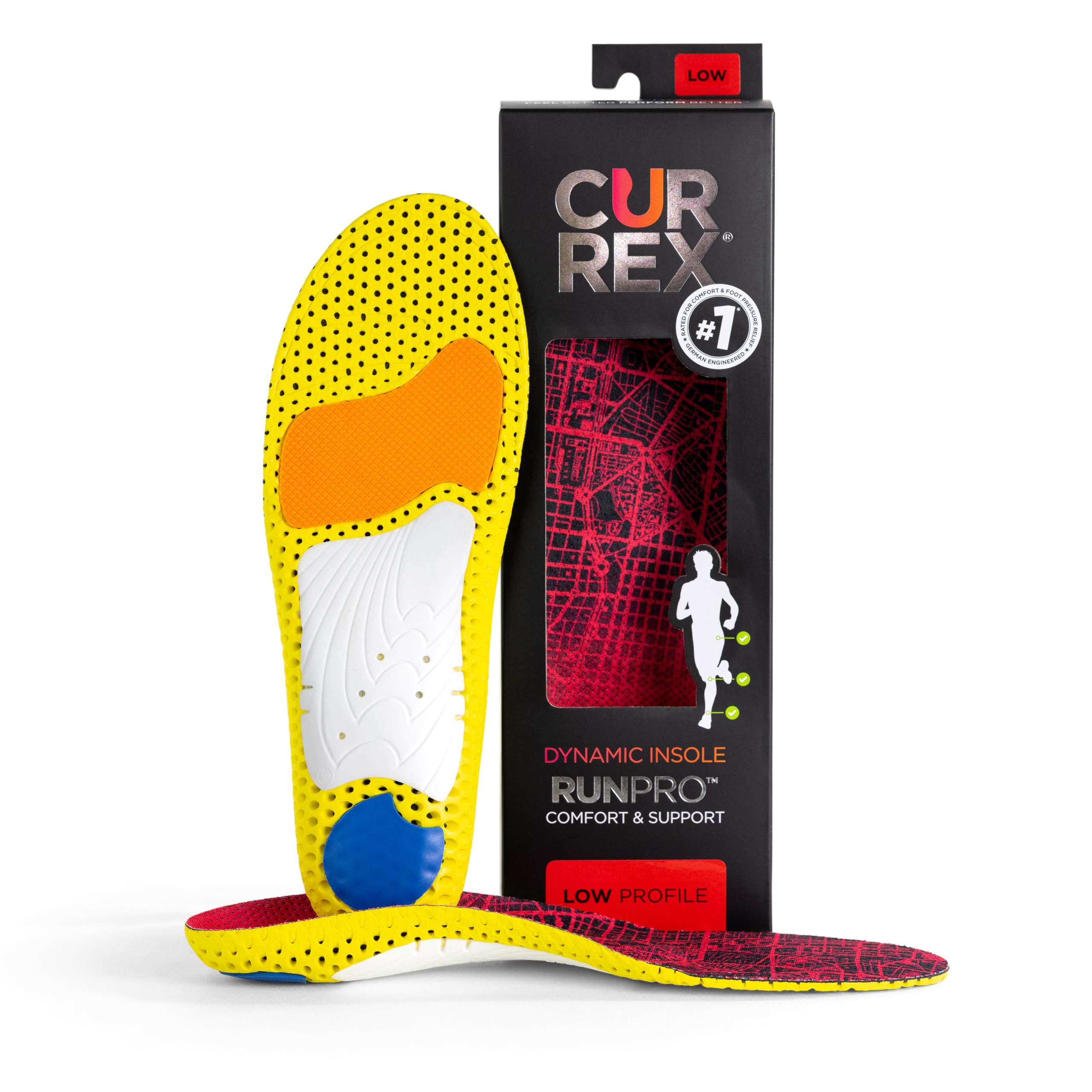 CURREX RunPro Insoles for Running Shoes – Arch Support Inserts to Reduce Fatigue, Prevent Injuries & Improve Performance – for Men & Women – Low Arch Support – Perfect for Marathon Training, Jogging & Everyday Comfort