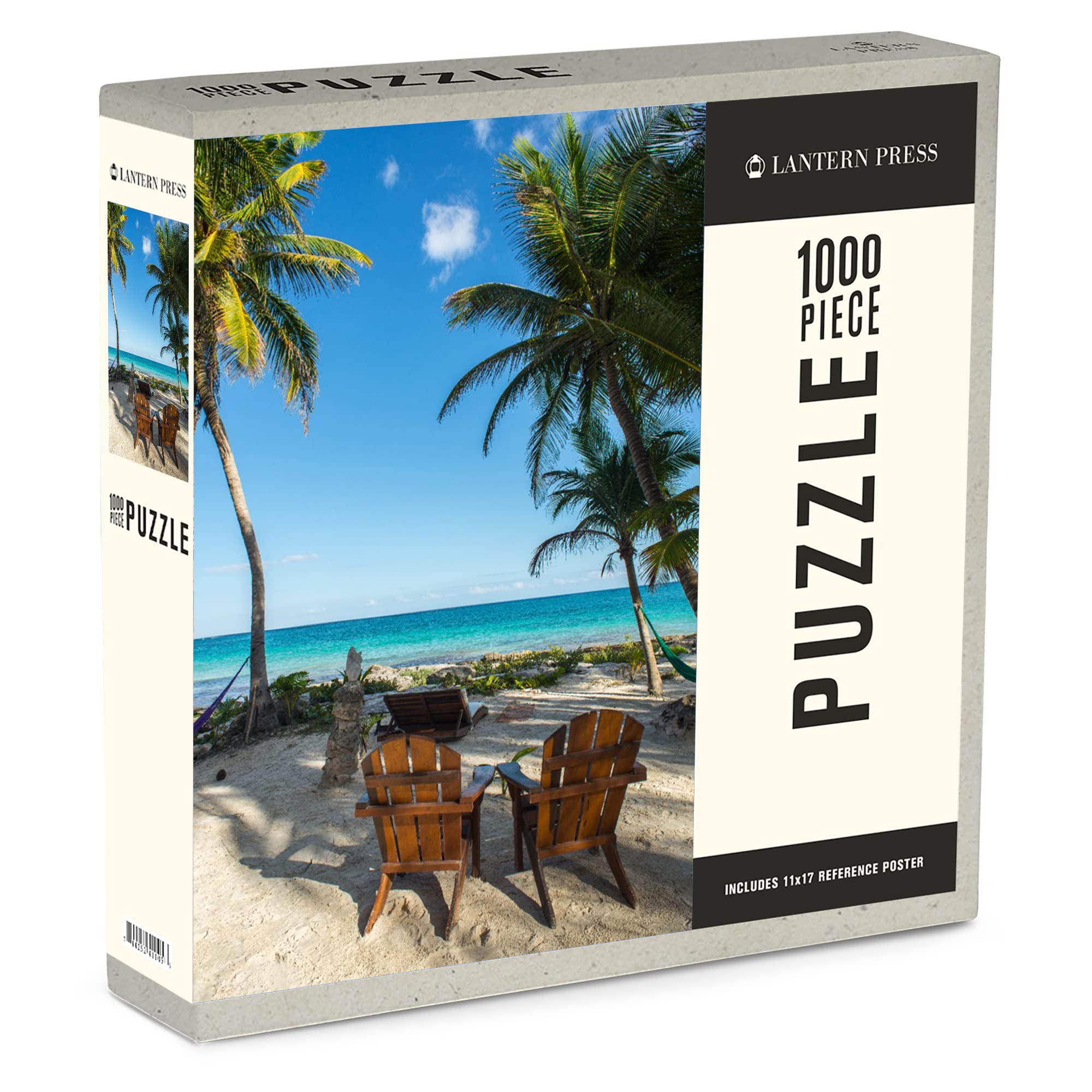 1000 Piece Beach Chairs and Palms Jigsaw Puzzle for Adults & Family | Made in USA with Eco-Friendly Linen Paper | Perfect for Relaxation, Stress Relief & Family Game Nights