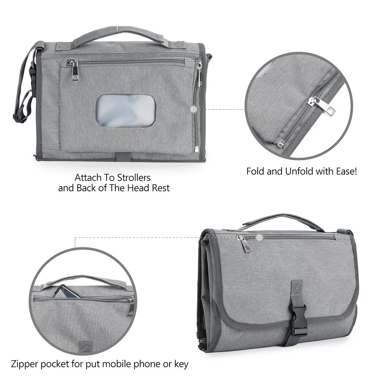 Portable Baby Diaper Changing Pad with Wipes Dispenser Pocket - Detachable Waterproof Changing Mat for Newborns & Toddlers - Perfect for Travel, Nursery, and On-the-Go Parents