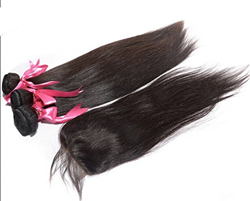 8A Brazilian Virgin Hair Bundles with Lace Closure - 3 Bundles (28
