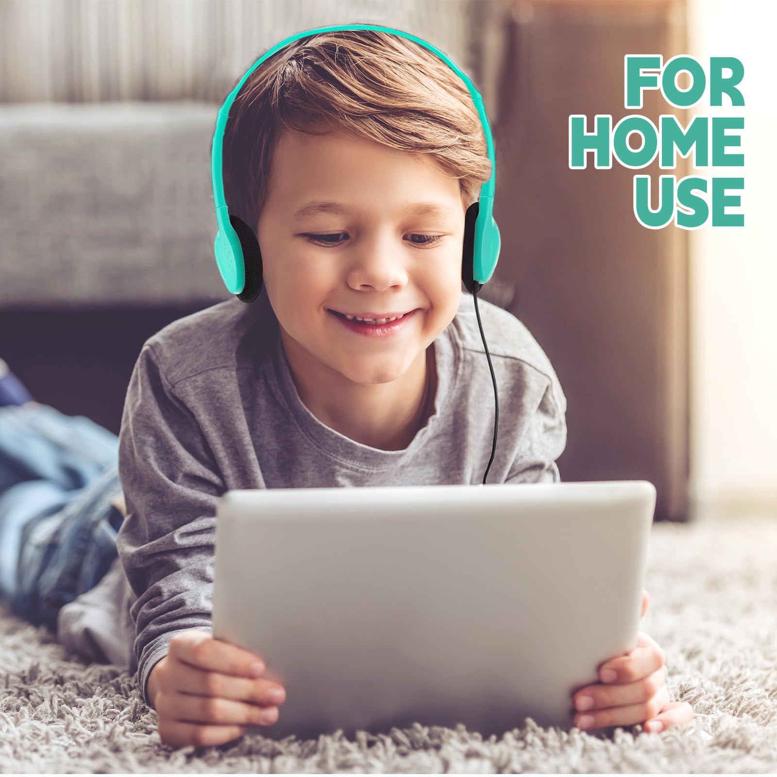 30 Pack Konohan Kids Headphones Bulk - Adjustable Wired Headphones with 3.5mm Jack for School, Classroom, Students, Kids & Adults (Emerald Green) - Perfect for Online Learning, Music Class & Travel