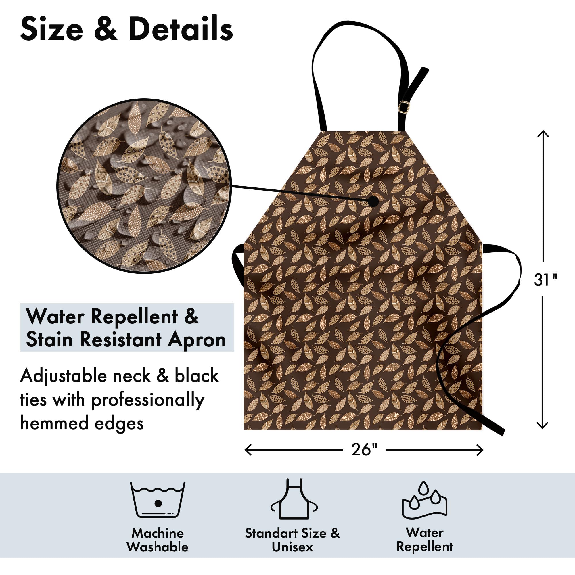 Ambesonne Leaves Apron - Autumn Earth Tones for Cooking & Gardening