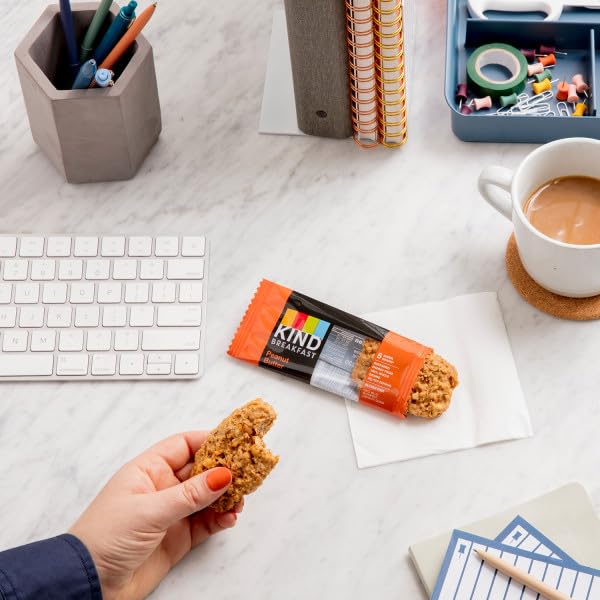 KIND Breakfast Bars - Healthy Peanut Butter Snacks, Gluten Free with Whole Grains & Oats, 5g Protein (6 Count) - Perfect for On-the-Go Breakfast, Office Snacks & Post-Workout Energy