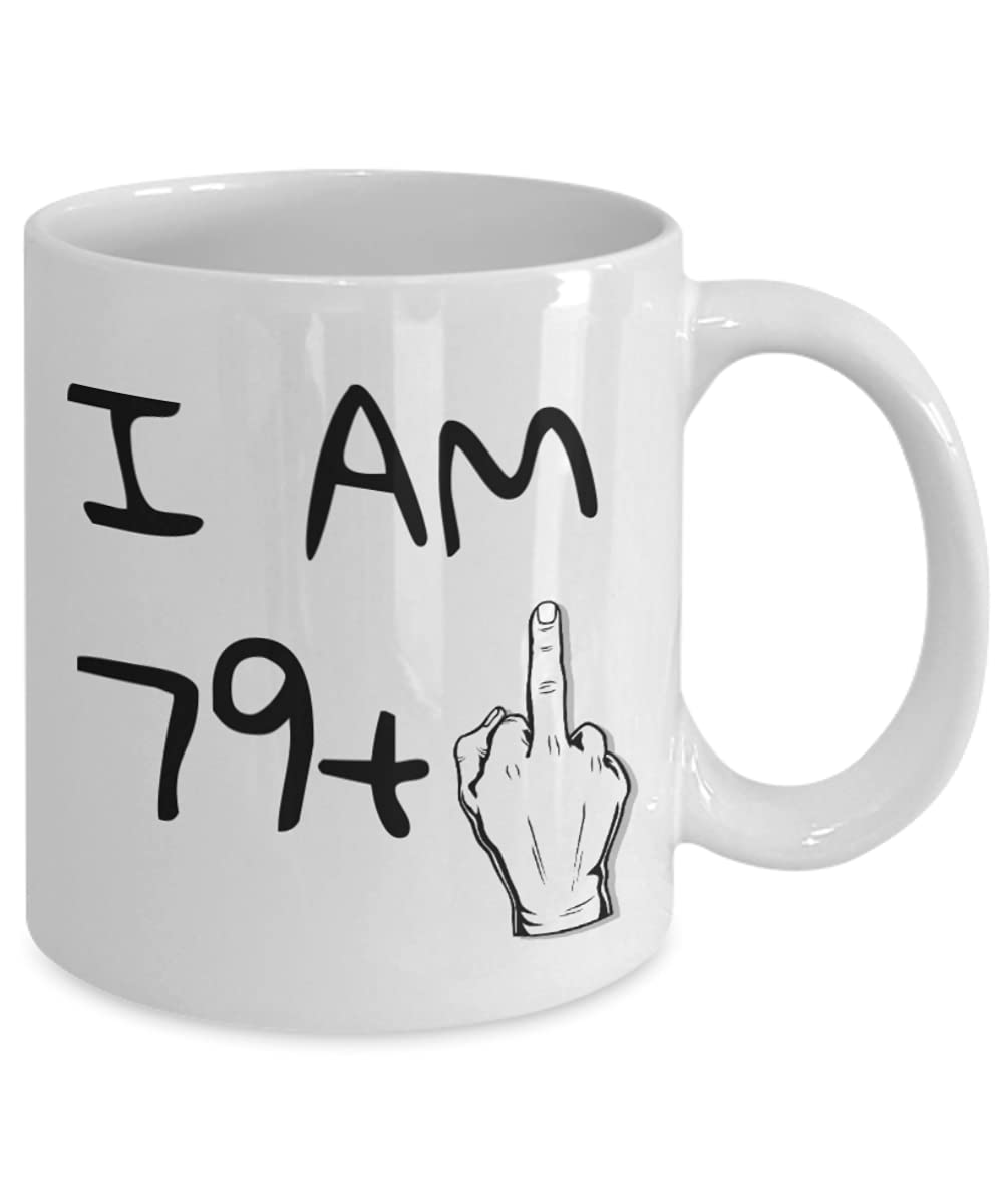 ZapBest 80th Birthday Coffee Mug - 11oz White Porcelain Funny Quote Mug for Grandma & Grandpa (I Am 79+1) - Perfect Gift for Anniversary, Retirement & Special Occasions