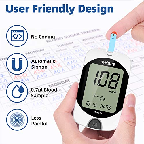 Metene TD 4116 Blood Glucose Test Strips - 200 Count for Diabetes Monitoring | Accurate Glucose Testing at Home | Perfect for Daily Diabetes Management & Travel