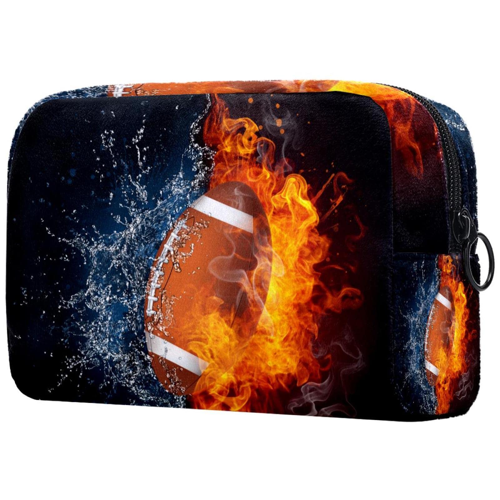 Premium Football & Volleyball Sports Balls with Fire Design - Makeup Brush Organizer & Beauty Bag for Cosmetics Storage - Perfect for Sports, Travel, and Gym Essentials