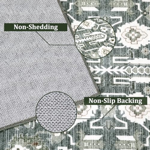 GARVEE 2'x3' Washable Moroccan Boho Rug - Non-Slip Low Profile Area Carpet for Living Room, Bedroom & Dorm Decor