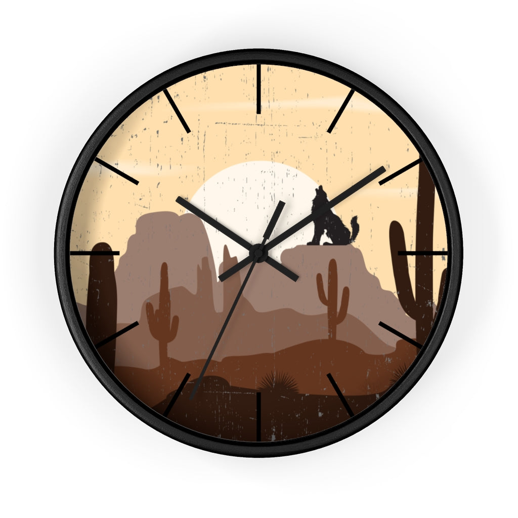 Wolf Mountain Sunrise Wall Clock - Silent Non-Ticking Battery Operated Round Clock for Living Room, Bedroom, Office & Home Decor