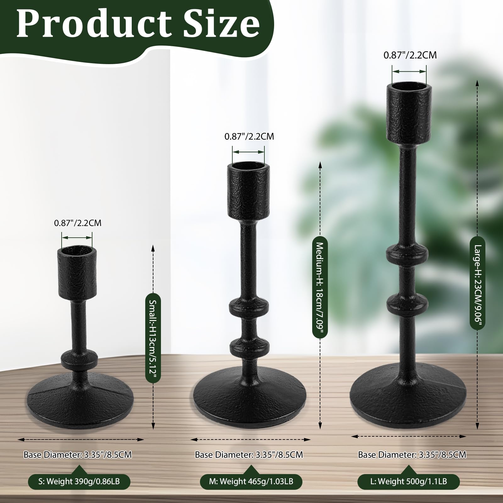 Modern Black Candlestick Holders Set of 3 - Elegant Taper Candle Holders for Home Decor, Weddings, Birthdays & Christmas - Stylish Centerpiece for Living Room, Dining Table & Party Decorations