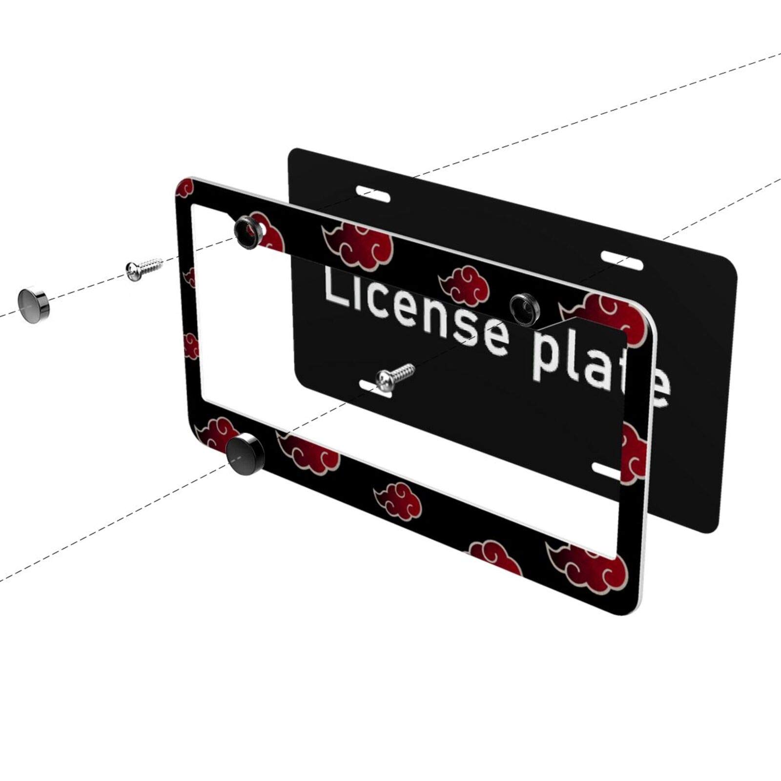 Premium Aluminum License Plate Frame with Screw Caps - 2 Pack 12.3