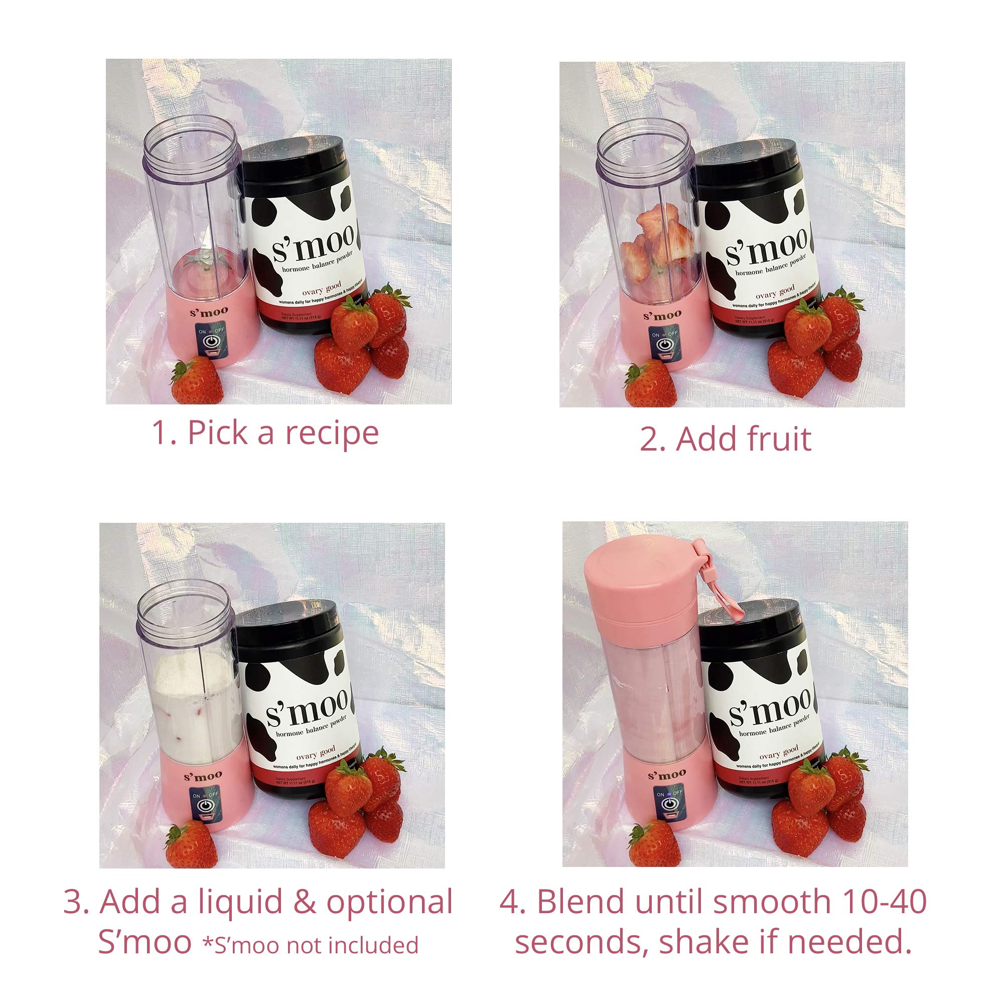 Portable USB Rechargeable Blender for Smoothies & Shakes - 13oz Mini Personal Blender Bottle | Perfect for Gym, Office & Travel | Fast Blending Electric Blender for Healthy Drinks